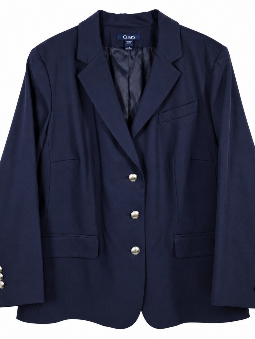 NWT chaps Navy Blue Classic Lined 3 Button Business Blazer. Ladies 24W